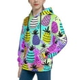 thumbnail image 2 of Kll Unisex Kids Boys Girls Hooded Pocket Pullover Hoodies-Graffiti Pineapples, 2 of 9