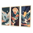 thumbnail image 3 of Designart "Graphic Mountain Trees in Orange and Blue Tones I" Landscape Mountains Framed Wall Art Set Of 3 - Yellow Mountains Frame Gallery Wall Set For Home Decor, 3 of 6