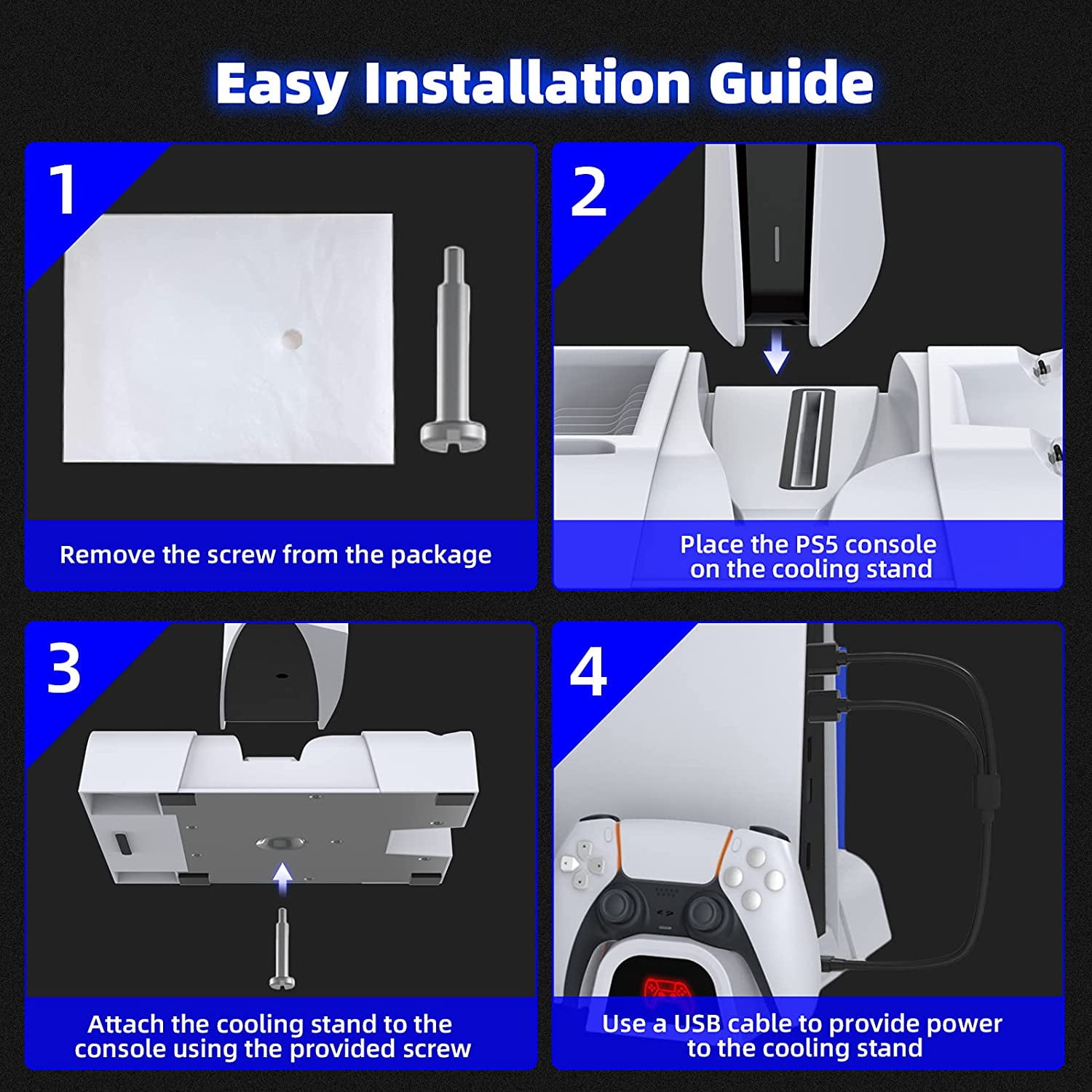  NexiGo PS5 Accessories Cooling Stand with LED Lighting Fans and  Dual Controller Charger Station for Playstation 5 Console, Upgraded  Multifunctional Stand with Charging Dock, 10 Game Slots, White : Video Games