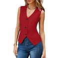 thumbnail image 2 of tasrioml Women's Dressy Suit Vest V-Neck Button Down Blazer Waistcoat Sleeveless Crop Top Slim Fit Work Office Outfit, 2 of 5