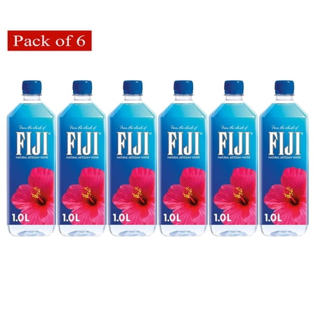 FIJI Natural Artesian Bottled Water 1 Liter / 33.8 Fl Ounce (Pack of 6)