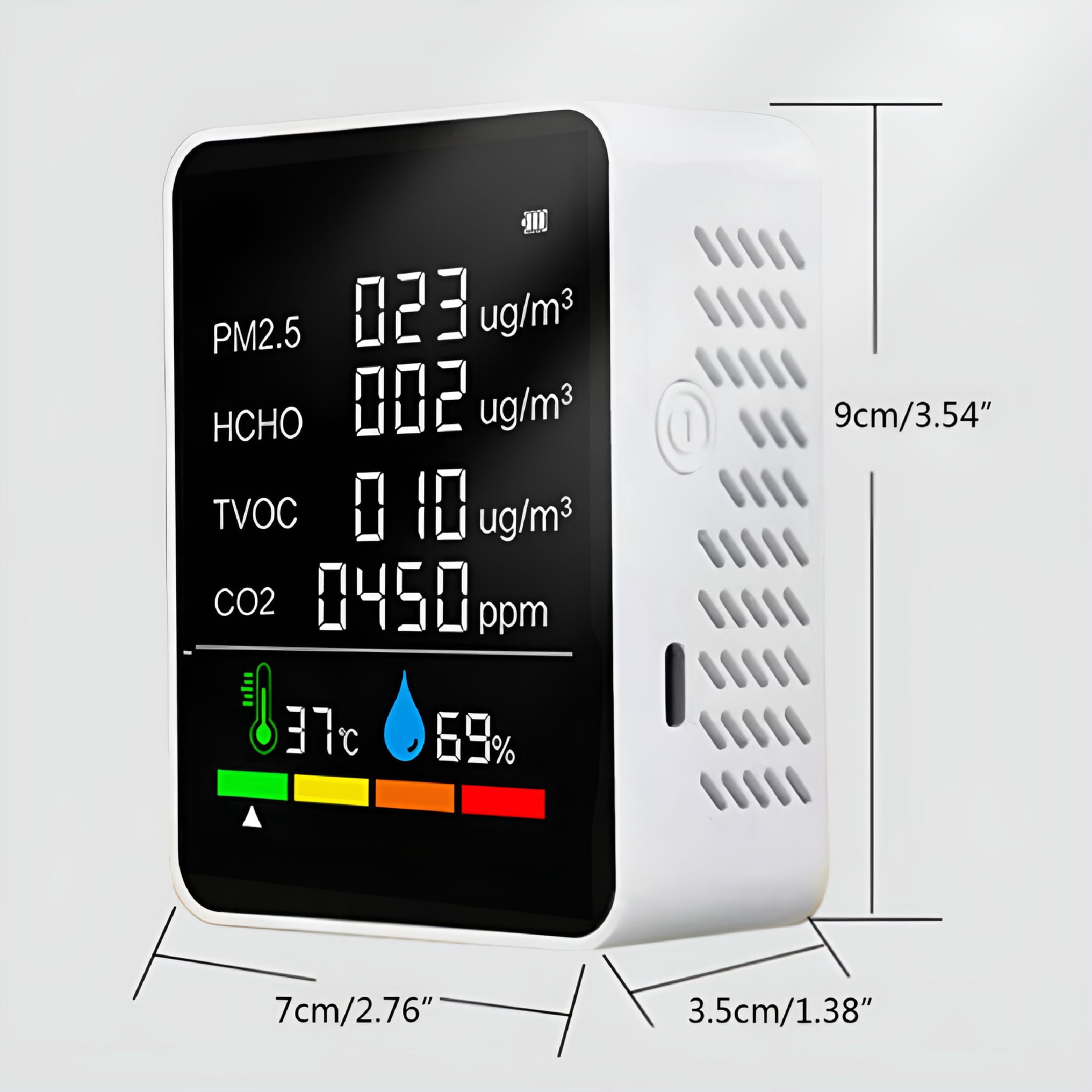 GJX 2026 New Portable Indoor Air Quality Monitor for Pm2.5/Pm10 Co2 Formaldehyde/Hcho Tvoc Real-Time Monitoring for Household Room
