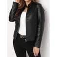 thumbnail image 6 of Women's Faux Leather Jacket, Stand Collar Moto Biker PU Coat for Women, Slim Fit Zippered Outwear for Casual Fall Winter Fashion, 6 of 8