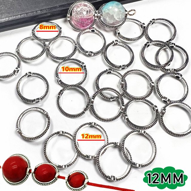 Marco redondo antiguo para fabricación de joyas, 10/100 piezas, cuentas envueltas, anillos de conexión, Espaciadores, tapa de cuentas de agujero pasan