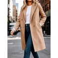 thumbnail image 4 of Womens Fall WinterNotched Lapel Collar Double Breasted Pea Coat Wool Blend Over Coats Long Jackets, 4 of 5