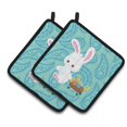 thumbnail image 1 of Carolines Treasures BB6898PTHD Pâques Rabbit Paisley Bleu Paire de Porte-Casseroles, 1 of 3