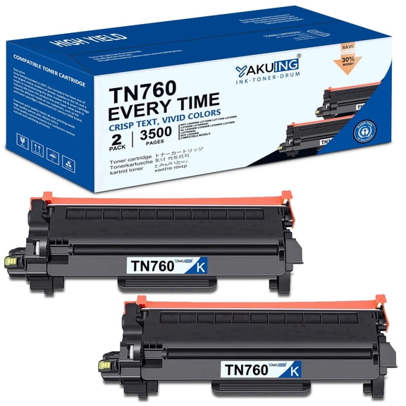 TN760 TN730 Toner Cartridge Compatible for Brother TN 760 TN 730 TN-730 TN-760 Toner HL-L2325DW L2350DW L2370DW L2395DW MFC-L2690DW DCP-L2550DW High Yield 2 Black TN760