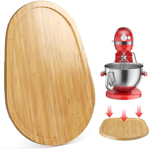 Mixer Slider for Kitchen Aid, Effortless Bamboo Moving Tray for Stand Mixer, Kitchen Appliance Sliding Caddy for 5 Qt Tilt-Head Mixers, Countertop Storage Mover, 1-Pack