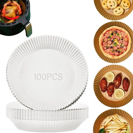 Nightwill Air Fryer Liners Disposable Paper Liner Natural Nonporous Round Baking Paper Anti-Stick Waterproof Greaseproof Sheets Cooking Oil Paper Parchment Paper for Air Fryer Steamer Microwave Oven