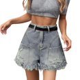 thumbnail image 1 of HUITKMM Summer Shorts for Women Low Rise Jean Shorts Washed Distressed Weekend Outfit Ripped Hole, 1 of 6