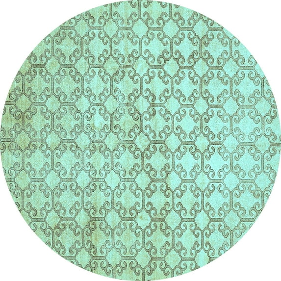 Ahgly Company Indoor Round Abstract Light Blue Modern Area Rugs, 4' Round