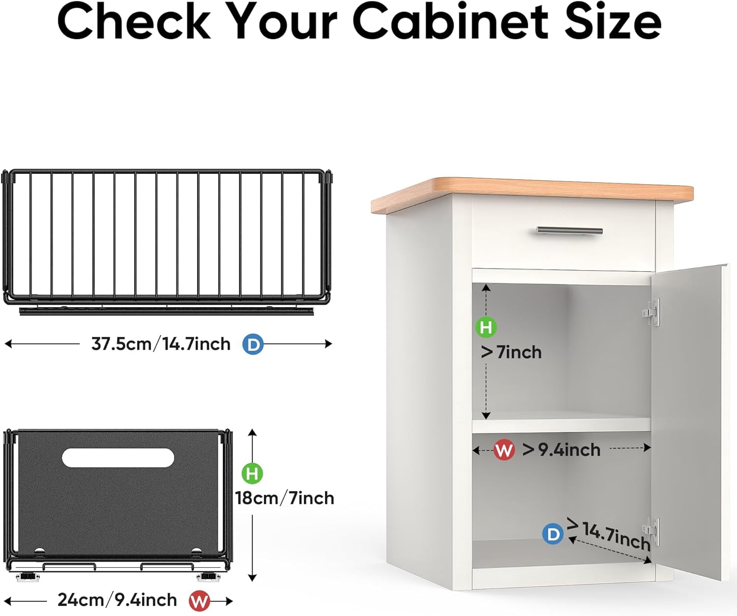 2 Pack Pull Out Cabinet Organizer, Heavy Duty Slide Out Drawers for Kitchen Cabinets, Adhesive Pull Out Drawers, Closet Organizers and Storage for Kitchen, Bathroom, Home(7"×2)