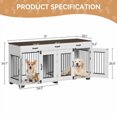 thumbnail image 3 of TEQIN 71 Inch Dog Crate Furniture for 2 Dogs,Heavy Duty Dog Cage for 2 Dogs,Extra Large Double Dog Cage Large Breed, XXL Thick Wooden Dog Crate, Sturdy Dog Kennel with Divider, 3 of 8