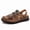 Khaki, variant on Men's Summer Leather Sandals Breathable Slip-On Outdoor Hiking, Mountain Climbing, and Stream Trekking Shoes with Cushioned Insole for Large Feet