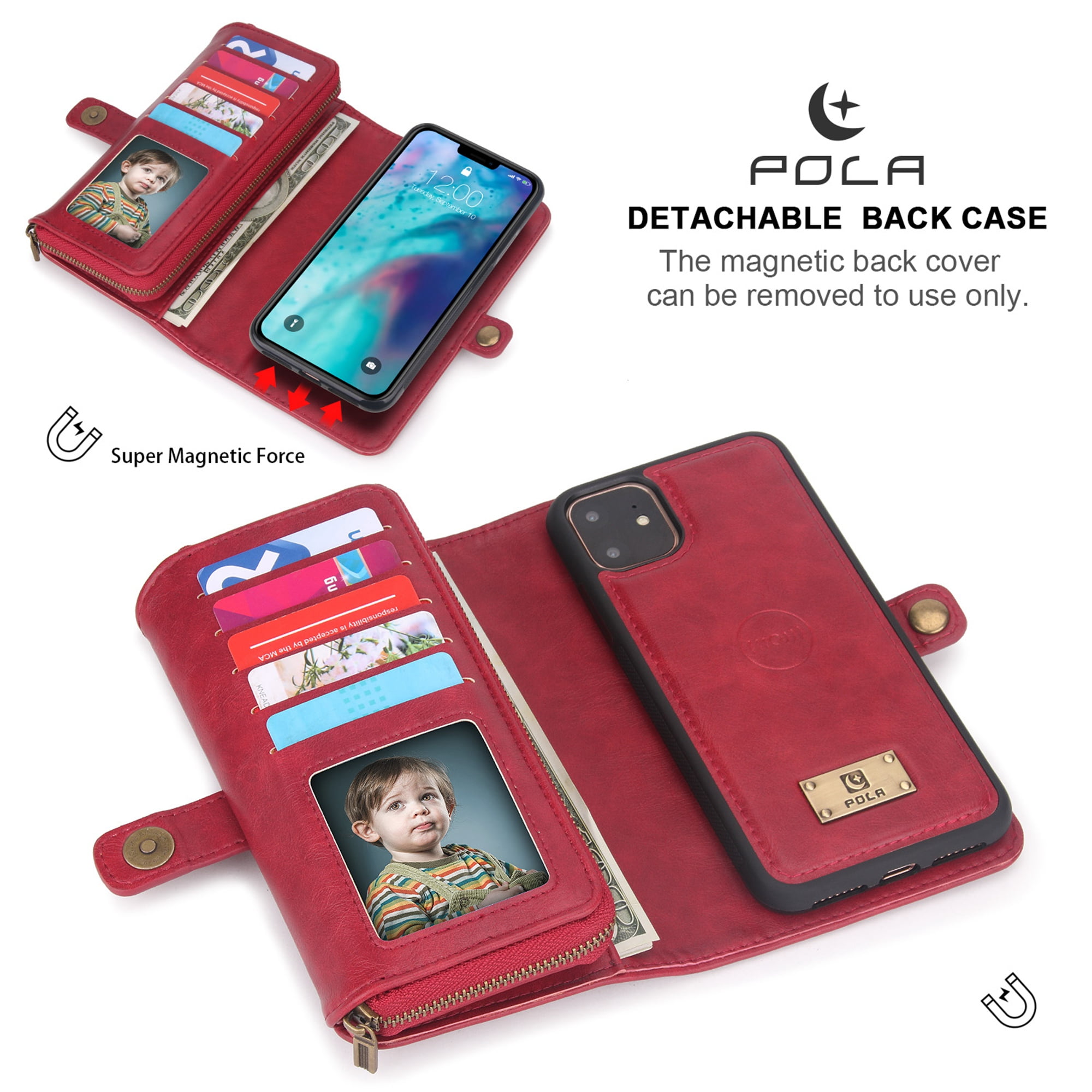 Multi-function Detachable Wallet Leather Phone Case For Iphone 11