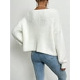 thumbnail image 6 of Women'S Elegant Cardigan Sweater Solid Color V-Neck Fashion Beaded Knitted Top Coat Sweater White M, 6 of 8