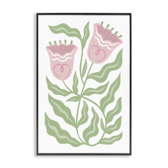 Stupell Industries Minimalist Pink Tulip Twin Blossoms Black Framed Giclee Art, 12 x 18, by Martina Pavlova