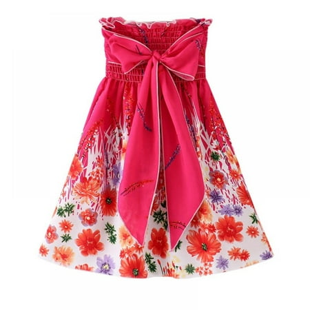 

GYRATEDREAM Girl s Boho Floral Print Sleeveless Swing Beach Dress Sundress 3-14 Years