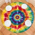 thumbnail image 2 of Colorful Rainbow Tie Dye Spiral Pattern Round Fitted Tablecloth with Elastic Edge,Dining Table Cover Waterproof,Outdoor Round Tablecloth for Camping,Dining,Indoor and Outdoor, 2 of 7