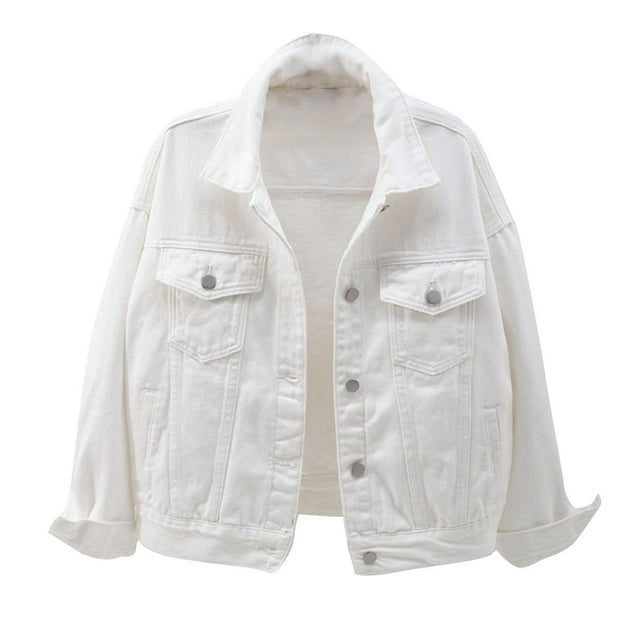 jsaierl Women Spring And Autumn Coats Warm Solid Long Sleeve Denim Jacket Outerwear