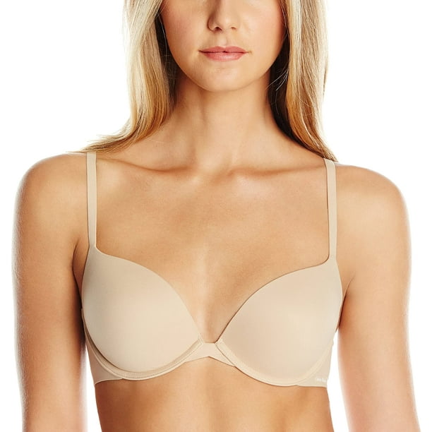 Calvin Klein Womens Perfectly Fit Push Up Plunge Memory Touch Bra