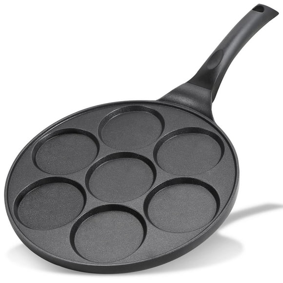 KRETAELY Sartén Antiadherente Para Panqueques Plancha Para Panqueques Con Diseño De 7 Moldes Mini Máquina Para Hacer Panqueques Con Recubrimiento Libre De PFOA-Negro