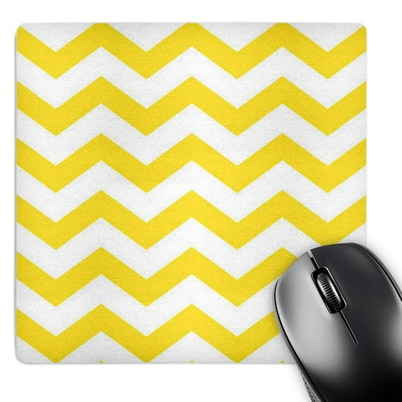 3dRose, Yellow and white chevron, MousePad