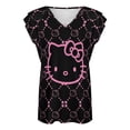 thumbnail image 4 of Hello Kitty Womens Summer Tops Ruffle Short Sleeve Tunic Tops V Neck Loose Fit Flowy T-Shirts, 4 of 7