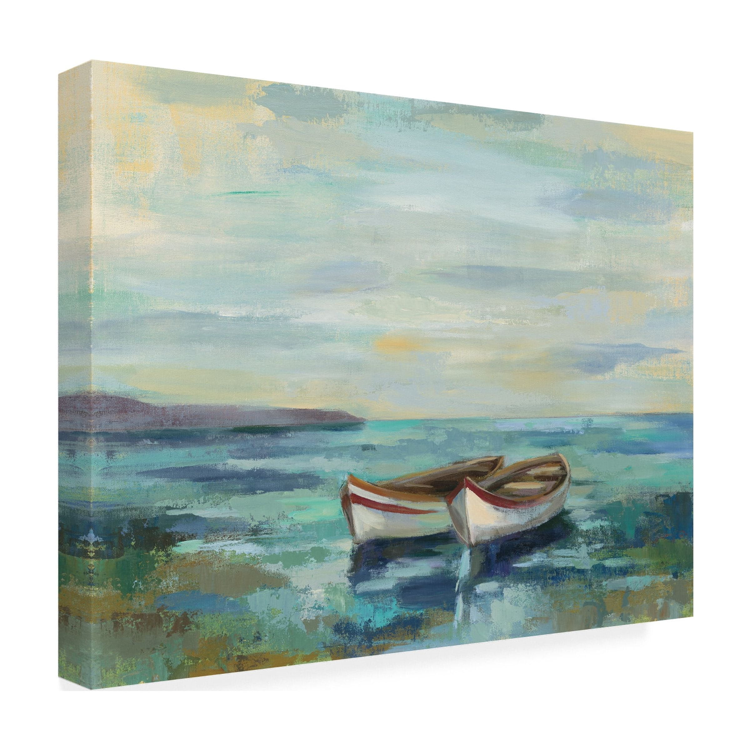 Trademark Fine Art 'Boats at the Beach' Canvas Art by Silvia Vassileva
