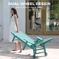 thumbnail image 3 of Wood Look HDPE Outdoor Chaise Lounge Chair, Rolling Pool Lounger, Aqua, 3 of 7
