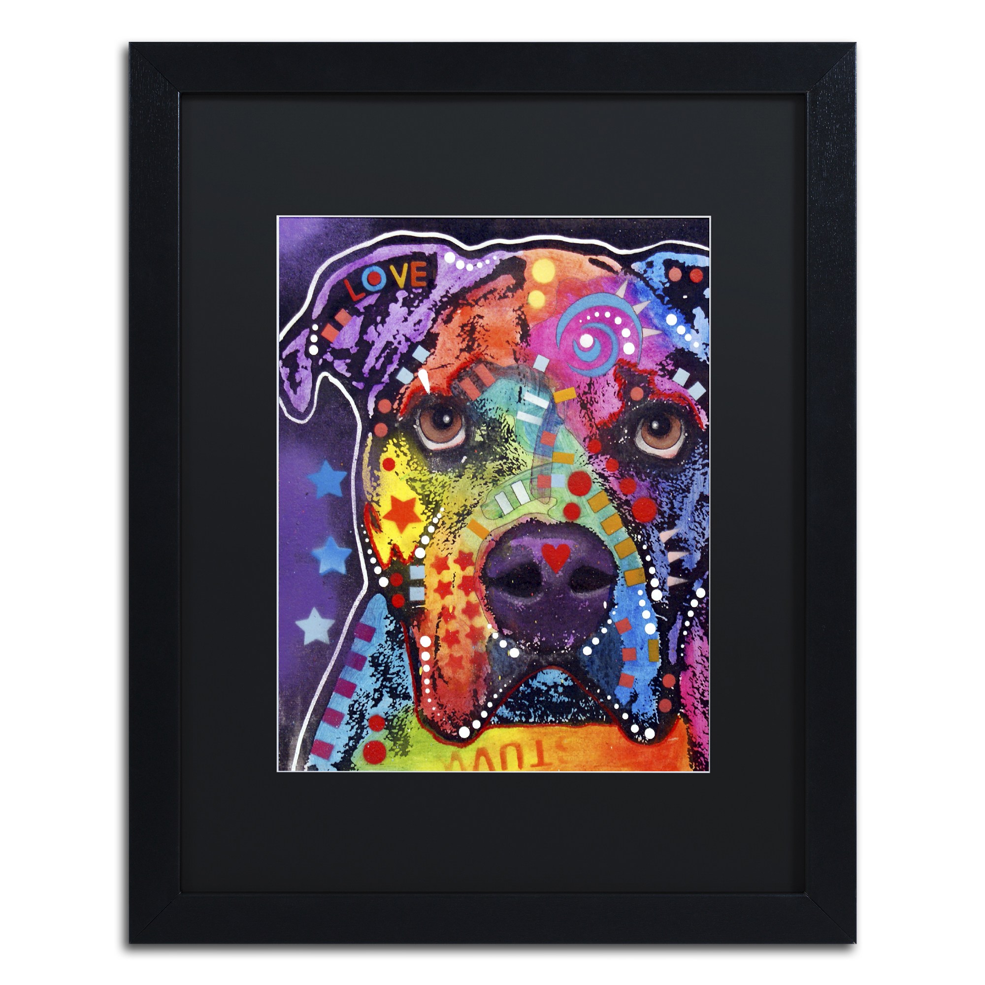 Trademark Fine Art "American Bulldog 121609" Canvas Art by Dean Russo, Black Matte, Black Frame