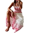 thumbnail image 3 of Women Boho Flowy Maxi Dress Tie-Up Strap Backless Sleeveless Mexican Dress Summer Holiday Dress, 3 of 5