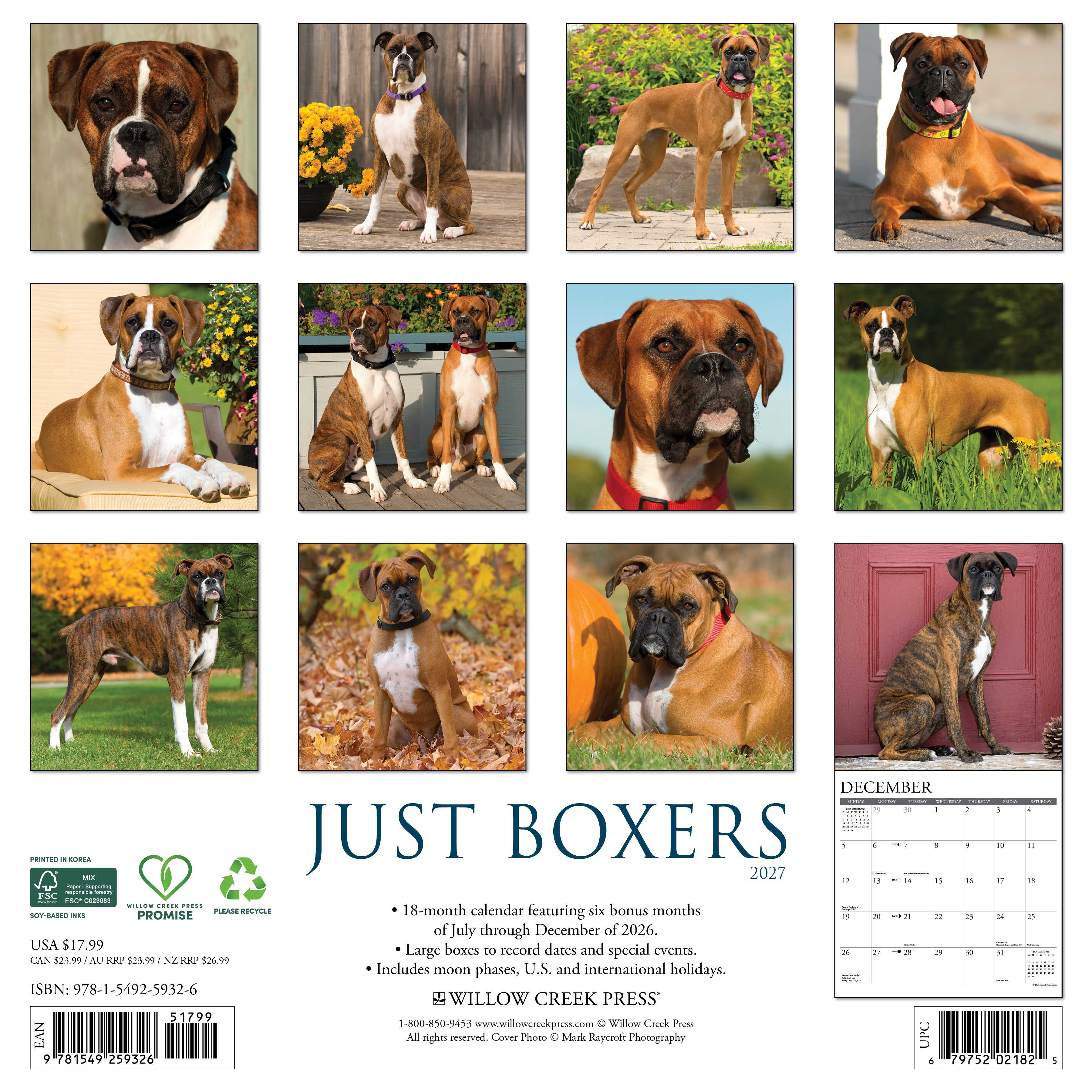 Willow Creek Press, Boxers 2027 Wall Calendar