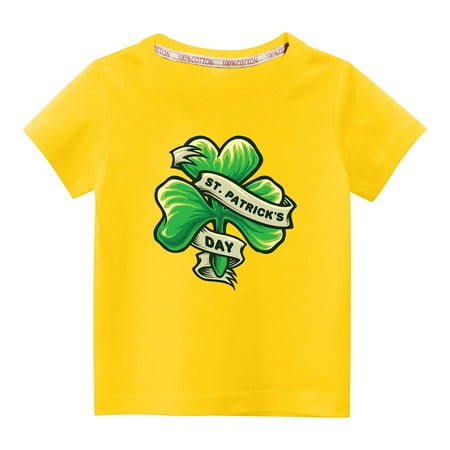 

BLVB St Patrick s Day T-Shirt Toddler Boy Girl Clover Shamrock Shirt Short Sleeve Crewneck Kid Festival Tee Top