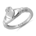 thumbnail image 2 of 925 Sterling Silver Oxidized Platinum Plated Plain Claddagh Stackable Women Valentines Day Gifts Ring, 2 of 4