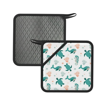 

Sikiie Turtles And Seahorses Pot Holders Kitchen Insulation Mats Heat Resistant Pot-Holder Oven Anti-Scald Pads for Cooking Baking 7.1*7.1inch