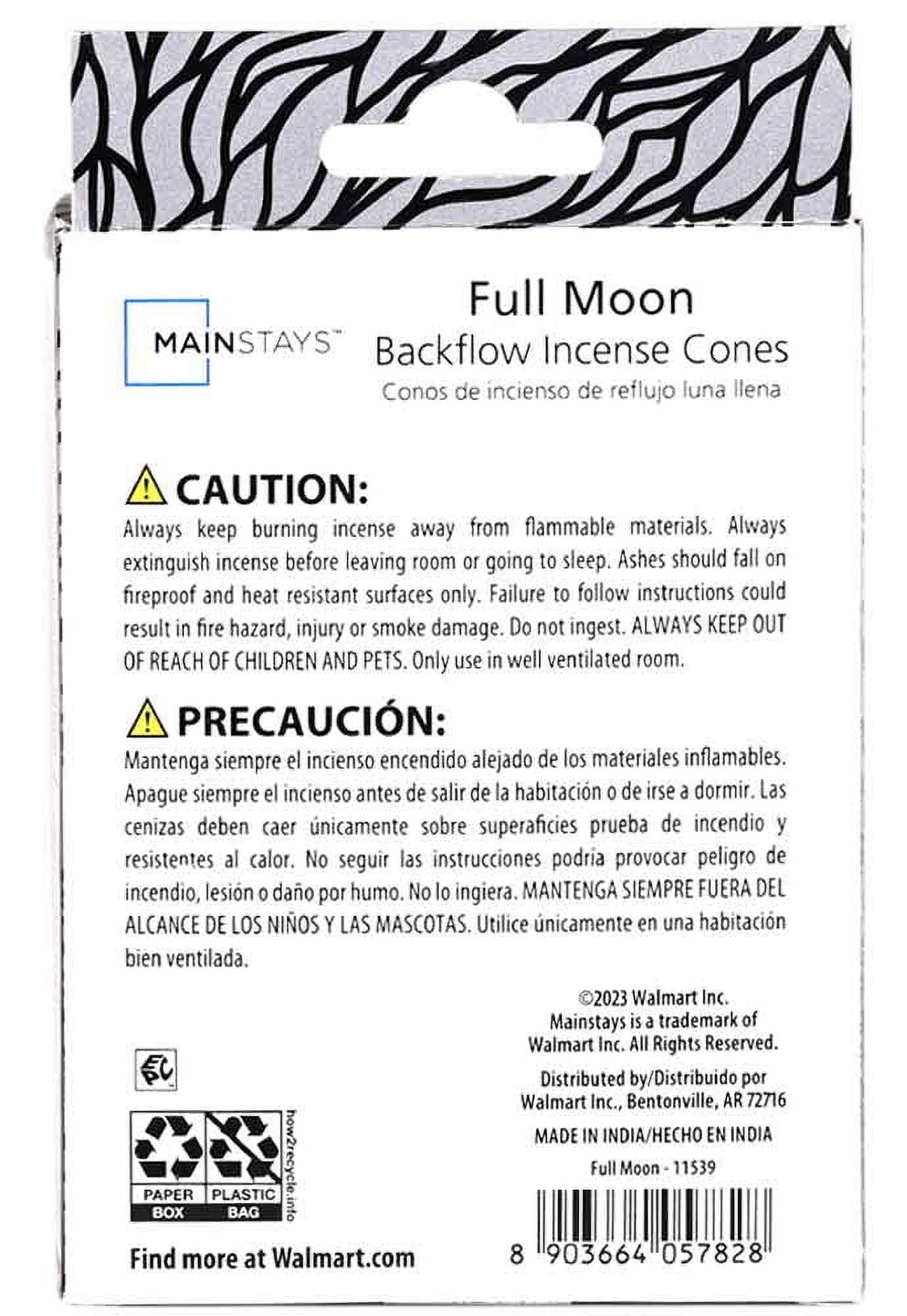 Mainstays Backflow Incense Cones, Full Moon Fragrance (Black), 40 Pack
