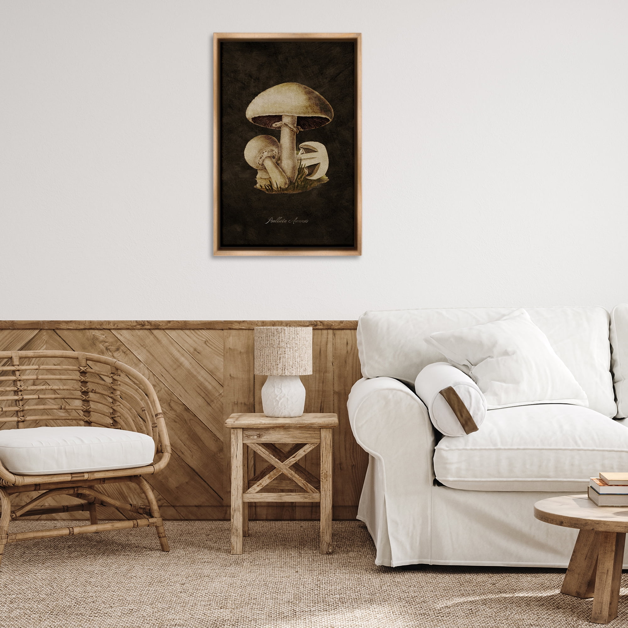 Stupell Industries Portobello Mushroom Study Plants & Flowers Painting Brown Floater Framed Canvas Art Print Wall Art, 21 x 31