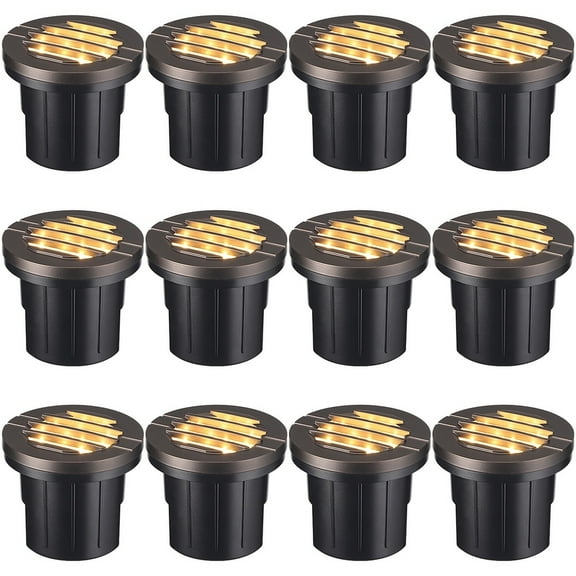 12 Pack LED Aluminum Landscape Well Light In Ground Outdoor, 3000K Warm White, IP67 Waterproof