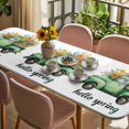 thumbnail image 3 of Hello Spring Table Cloths for 8 Foot Rectangle Tables, Easter Flowers Green Truck Floral Orange Plaid Patio Waterproof Elastic Fitted Tablecloths, Washable Rectangular Table Cover for Camping, 3 of 8
