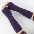thumbnail image 5 of Cheers.US 1Pair Women's Fingerless Glove Winter Knit Thumb Elbow Length Arm Warmers, 5 of 6
