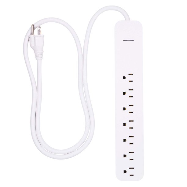 GE 7Outlet Surge Protector with 4 ft. Extension Cord, White Walmart