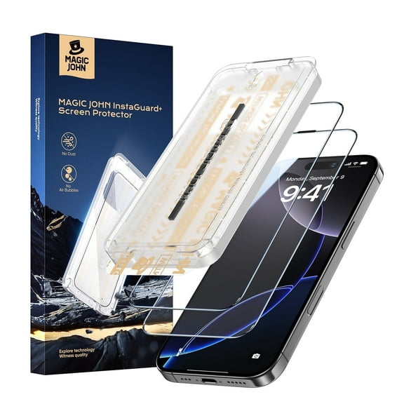 MAGIC JOHN 3rd GEN Screen Protector for iPhone 16 Pro Max Corning Tempered Glass Easy to Use [2 Pack]