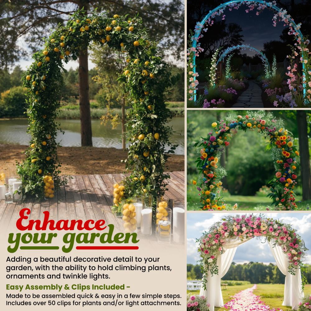 Machrus Ogrow Wedding Garden Arch - Decorative Garden Arbor Trellis for Climbing Plants, Lawn Patio Arch Stand - Metal Backdrop Arch