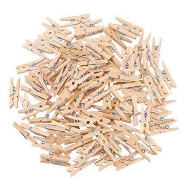 Pinzas de madera para manualidades de madera, mini pinzas de madera natural de primera calidad, 2,5 cm x 0,3 cm, perfectas para manualidades de papel y potencial decorativo para proyectos de bricolaje
