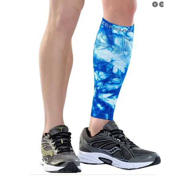 Zensah Calf/Shin Sleeve (Singles)-Small/Medium Tie Dye Blue