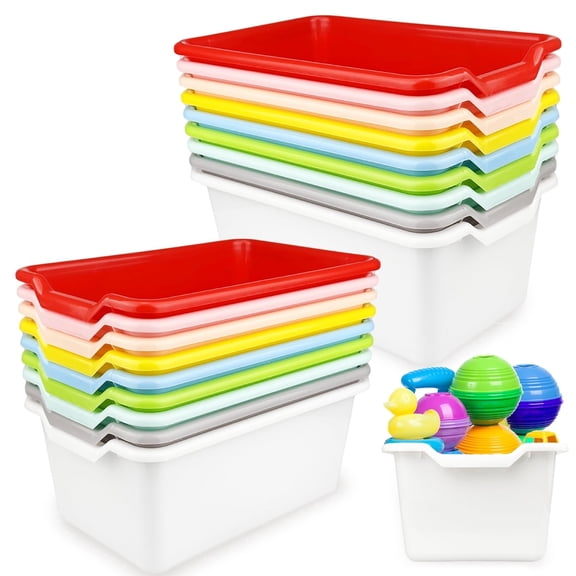 Pansente 18 PCS Plastic Classroom Bins, Bulk Book Bins, Multi Functional Toy Box, Books Binss For Classrooms ，Suitable For School Classrooms Office Home Book Storage
