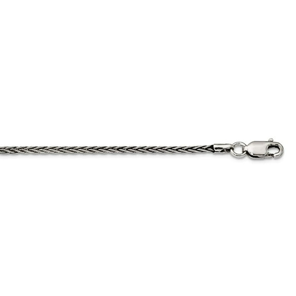 925 Sterling Silver Solid 1.6mm Oxidized Square Spiga Chain Necklace 24 Inch Chain Necklace for Women and Men