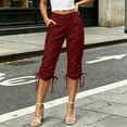 thumbnail image 6 of LIaqionyy Womens Cargo Capris Pants Hiking Casual Solid Color Fashion Capri Trousers Cropped Pant with Pocket, 6 of 8