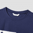 thumbnail image 3 of PatPat Family Matching Modern Blue and White Botanical Leaf Design Button Strap Dress and Color Block Tee Sets, 3 of 4